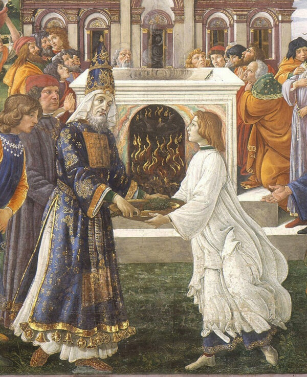 La purification du lépreux et la tentation du Christ, dans la chapelle Sixtine : détail de la purification – Sandro Botticelli Sandro Botticelli 70x85