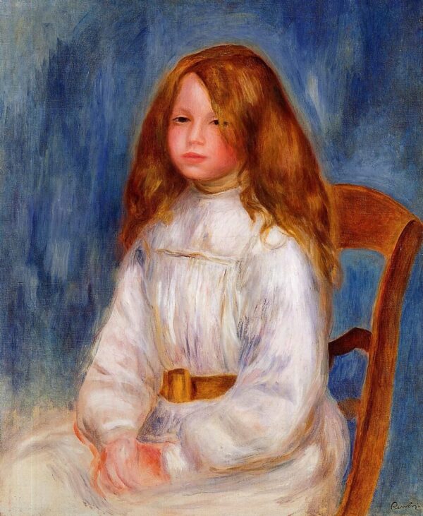 Fillette assise sur un fond bleu – Pierre-Auguste Renoir Pierre-Auguste Renoir 70x85