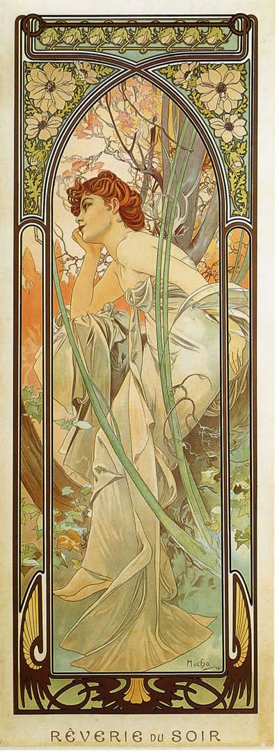 Heures de la journée : Rêve du soir – Mucha Alphonse Mucha 70x160