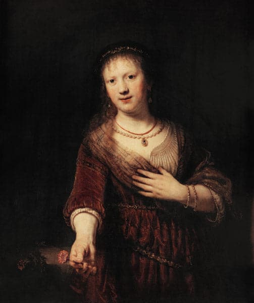 Saskia avec la fleur rouge – Rembrandt van Rijn Rembrandt van Rijn 70x85