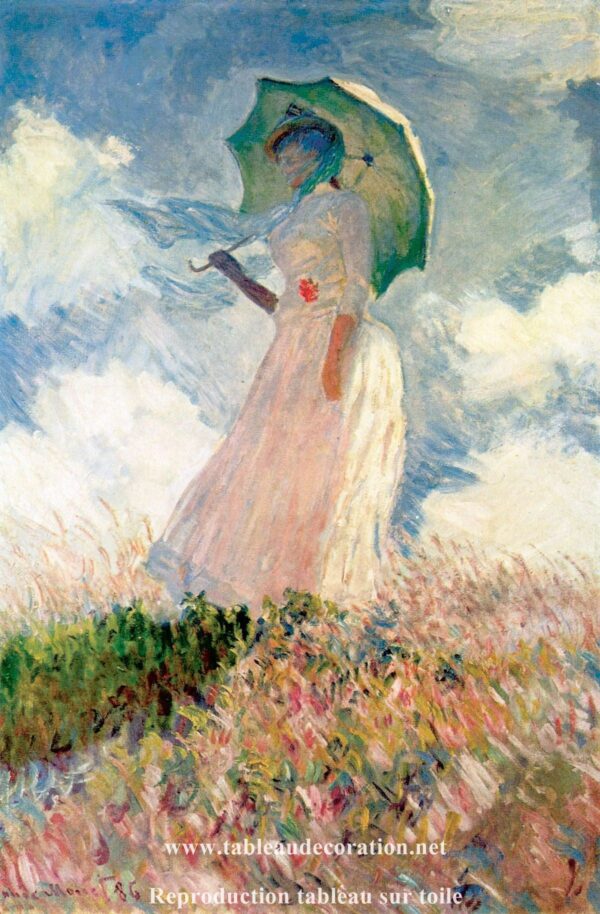 Femme à l’ombrelle tournée vers la gauche – Reproduction tableau monet Claude Monet 70x105