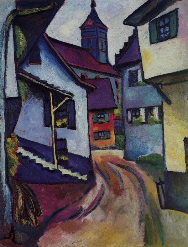 Rue avec église à Kandern – August Macke August Macke 70x85