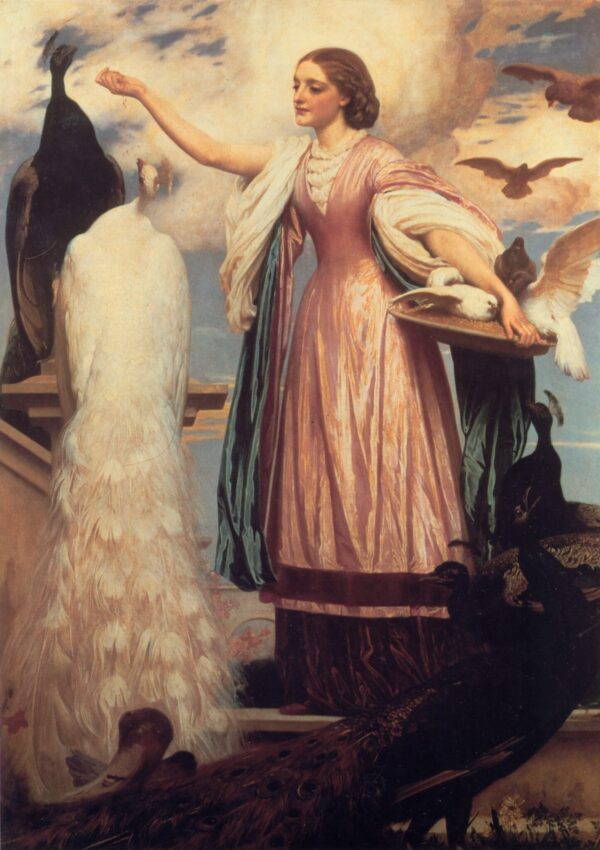 Une fille nourrissant des paons – Frederic Leighton Frederic Leighton 70x105