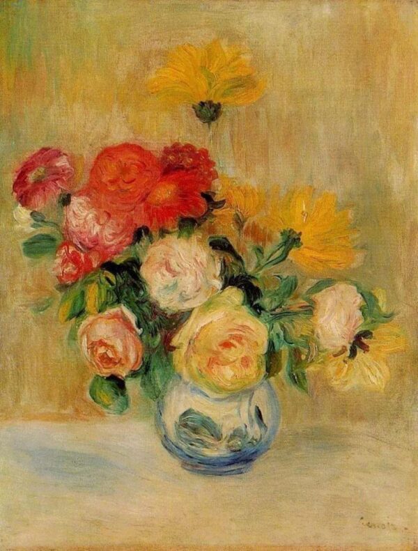 Vase de roses et de dahlias – Pierre-Auguste Renoir Pierre-Auguste Renoir 70x85