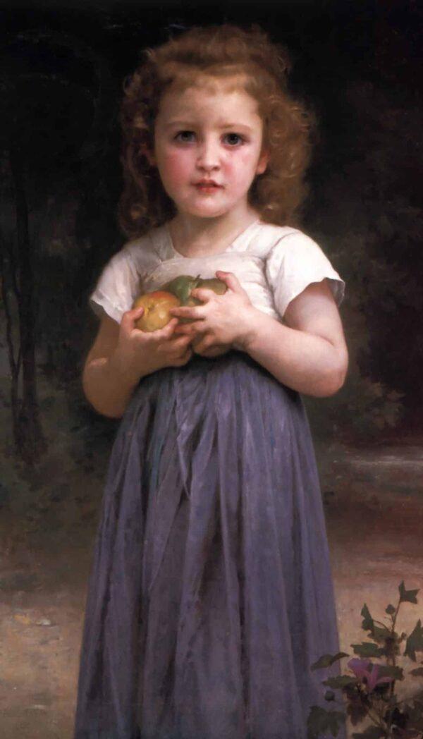 Petite fille tenant des pommes dans sa main – William Bouguereau William Bouguereau 70x120