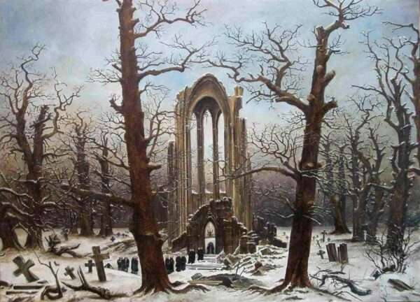 Cimetière de monastère dans la neige – Caspar David Friedrich Caspar David Friedrich 105x70