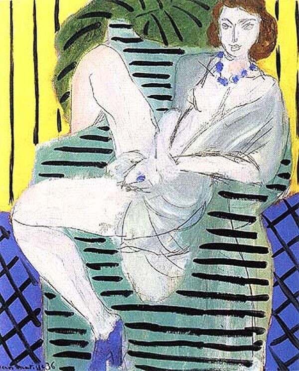 Femme dans un fauteuil sur un fond bleu et jaune – Matisse Henri Matisse 70x85