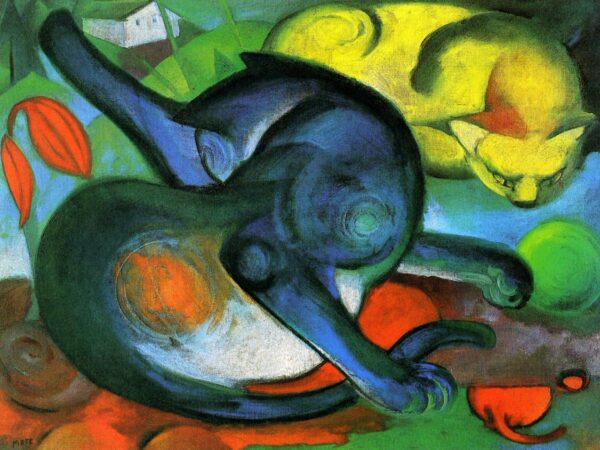 Deux chats, bleu et jaune – Franz Marc Franz Marc 85x75