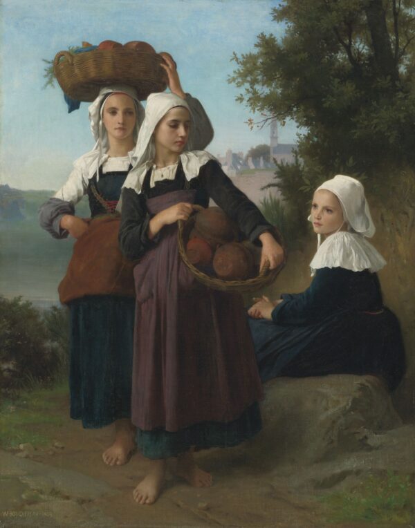 Jeunes filles de Fouesnant revenant du marché – William Bouguereau William Bouguereau 70x85