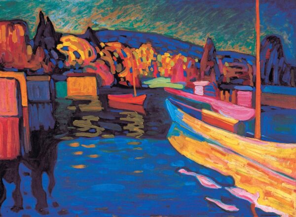 Paysage d’automne avec des bateaux – Vassily Kandinsky Vassily Kandinsky 105x70