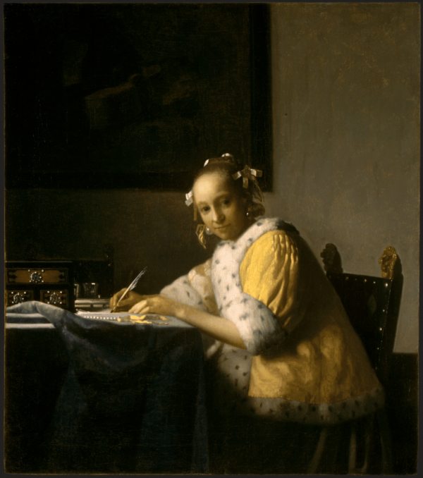 Jeune femme écrivant une lettre – Johannes Vermeer Johannes Vermeer 70x70