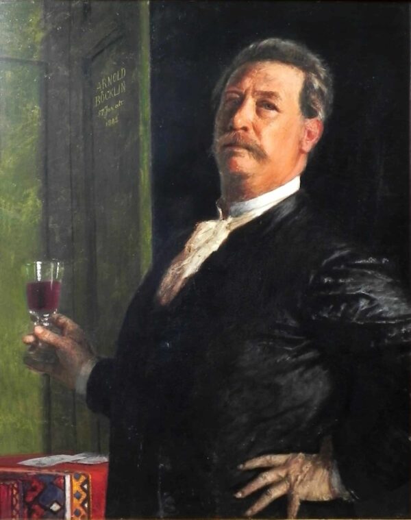 Autoportrait avec le verre à vin – Arnold Böcklin Arnold Böcklin 70x85