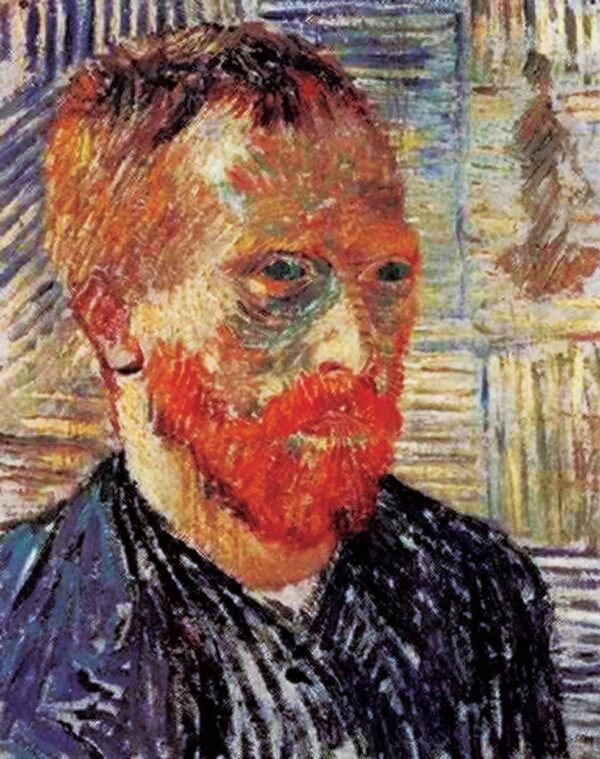 Autoportrait avec une estampe japonaise – Van Gogh Série des Autoportraits de Vincent van Gogh 70x85