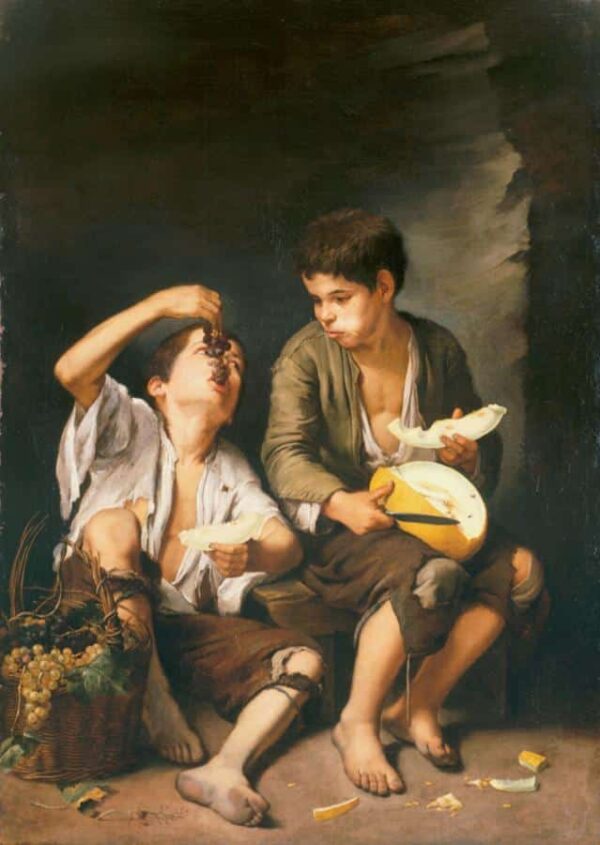 Le Mangeur de melon et de raisin – Bartolomé Esteban Murillo Bartolomé Esteban Murillo 70x105