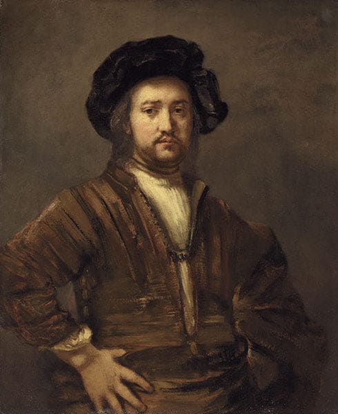 Portrait d’un homme avec ses bras reposant sur le côté – Rembrandt van Rijn Rembrandt van Rijn 70x85