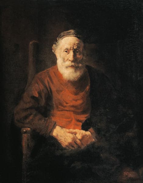 Portrait d’un homme âgé en costume rouge – Rembrandt van Rijn Rembrandt van Rijn 70x85