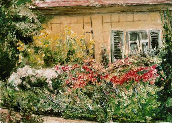 Buissons de fleurs à la maisonnette de jardinier vers le nord – Max Liebermann Max Liebermann 105x70