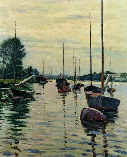 Bateaux amarrés sur la seine – Caillebotte Gustave Caillebotte 70x85