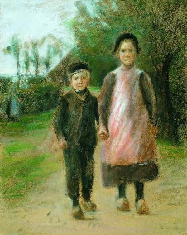 Garçon et fille dans une rue de village – Max Liebermann Max Liebermann 70x85