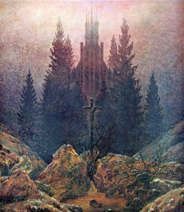 Croix et cathédrale dans la montagne – Caspar David Friedrich Caspar David Friedrich 70x85