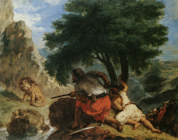 Chasse au lion au Maroc – Eugène Delacroix Eugène Delacroix 85x75