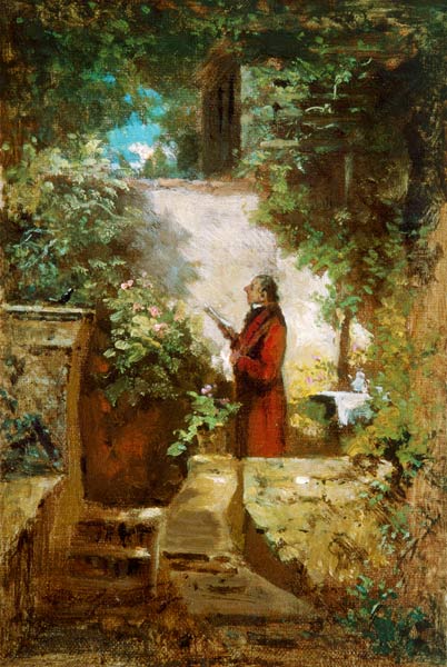 Le lecteur de journaux dans le jardin de la maison – Carl Spitzweg Carl Spitzweg 70x105