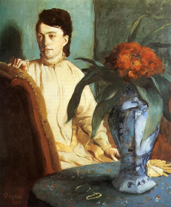 Dame et vase de fleurs de fleurs chinois – Edgar Degas Edgar Degas 70x85