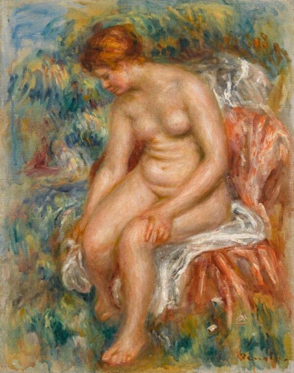 Baigneuse assise s’essuyant une jambe – Pierre-Auguste Renoir Pierre-Auguste Renoir 70x85