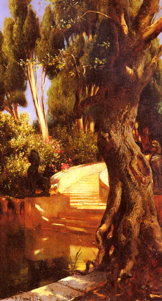 L’escalier sous les arbres – Rudolf Ernst Rudolf Ernst 70x120