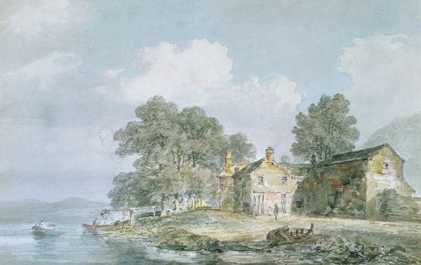 Une ferme au bord d’un lac – William Turner William Turner