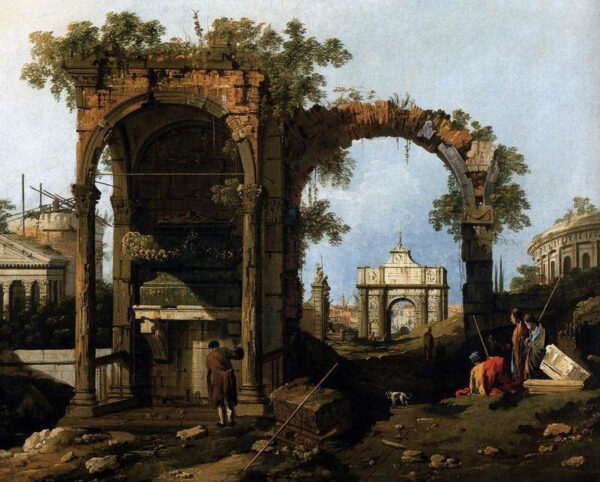 Capriccio avec ruines et bâtiments classiques, vers 1760 (huile sur toile) – Giovanni Antonio Canal Giovanni Antonio Canal 85x75