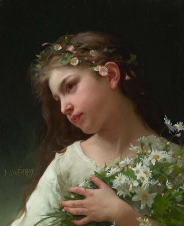 Jeune fille avec un bouquet de marguerites, 1897 – Jules-Cyrille Cavé Jules-Cyrille Cavé 70x85