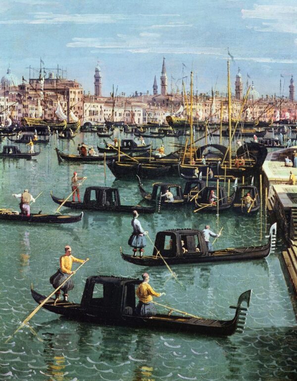 Gondoliers près de l’entrée du Grand Canal et de l’église de Santa Maria della Salute, Venise – Giovanni Antonio Canal Giovanni Antonio Canal 70x85