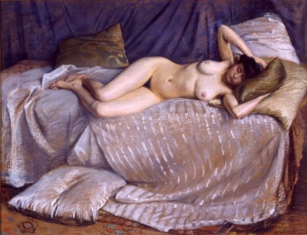 Femme nue étendue sur un divan – Caillebotte Gustave Caillebotte 85x75