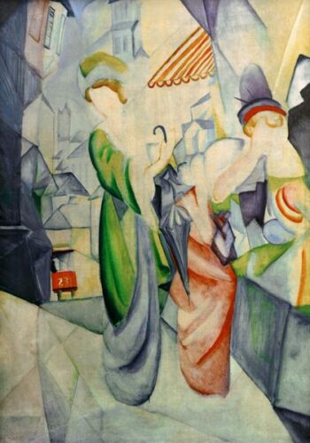 Des femmes brillantes devant le magasin de chapeaux – August Macke August Macke