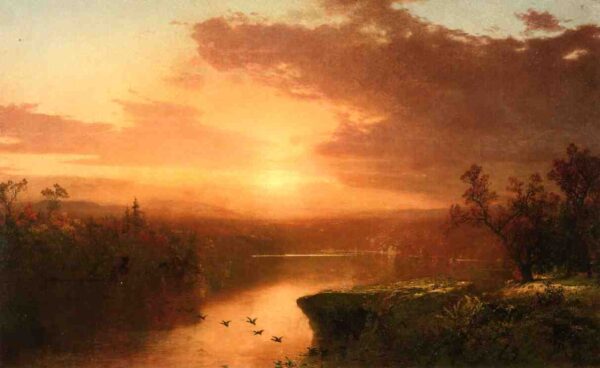 Coucher du soleil plus lac George – John Frederick Kensett John Frederick Kensett 105x70