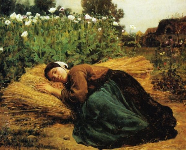 Jeune faucheur dormant sur des gerbes de blé – Jules Breton Jules Breton 85x75