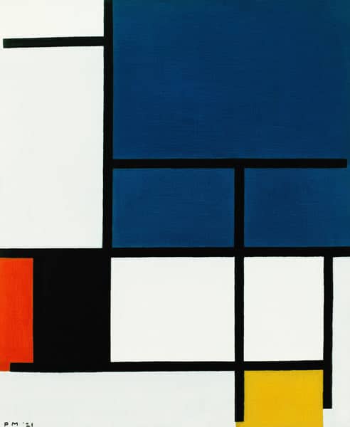 Composition avec un grand espace bleu – Mondrian Piet Mondrian 70x85