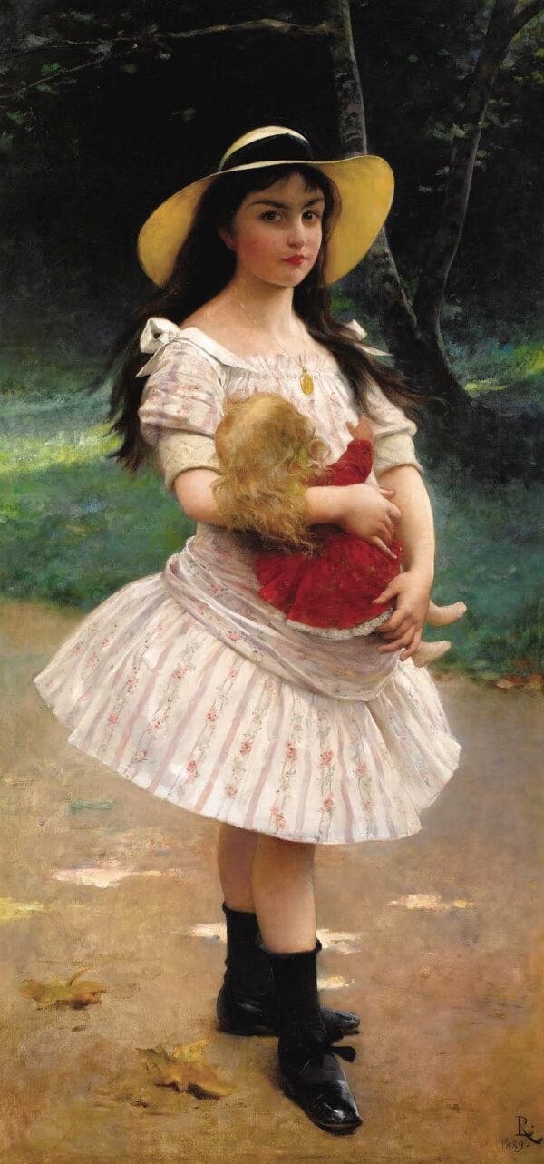 Portrait d’une jeune fille avec une poupée, 1889 – Lionel Royer Lionel Royer 70x140