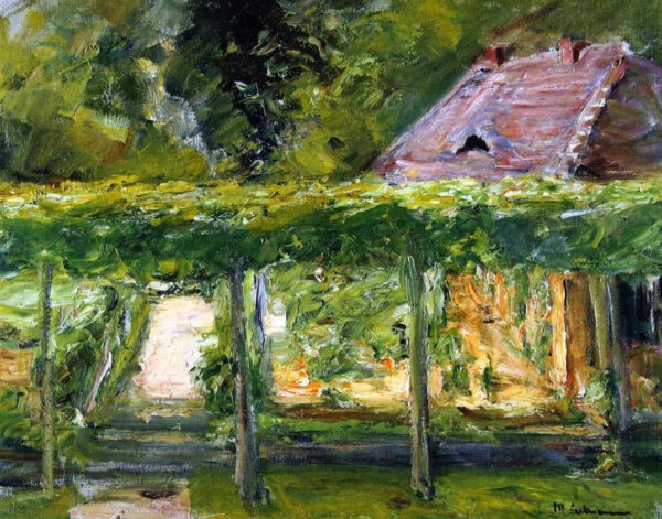 Vue sur la haie élevée de tilleul dans le jardin après ouest – Max Liebermann Max Liebermann 85x75