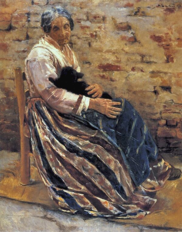 Une vieille femme avec un chat – Max Liebermann Max Liebermann 70x85