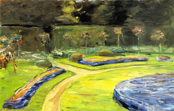 Lit de fleurs circulaire dans le jardin de la haie – Max Liebermann Max Liebermann 105x70