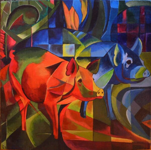 Cochons rouge et bleu – Franz Marc Franz Marc 70x70