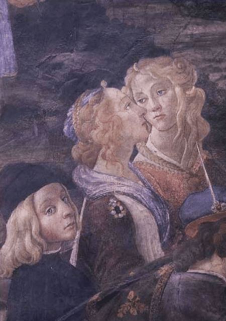 La purification du lépreux et la tentation du Christ, dans la chapelle Sixtine : détail de deux femmes – Sandro Botticelli Sandro Botticelli