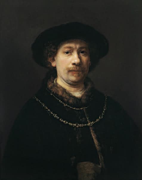 Autoportrait avec béret et deux chaînes en or – Rembrandt van Rijn Rembrandt van Rijn 70x85