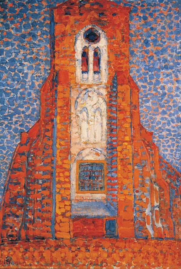 Soleil, église en Zélande façade d’église Zoutelande – Mondrian Piet Mondrian 70x105