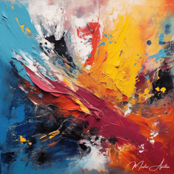 Tableau abstrait multicolore contemporain phoenix Tableaux Contemporains