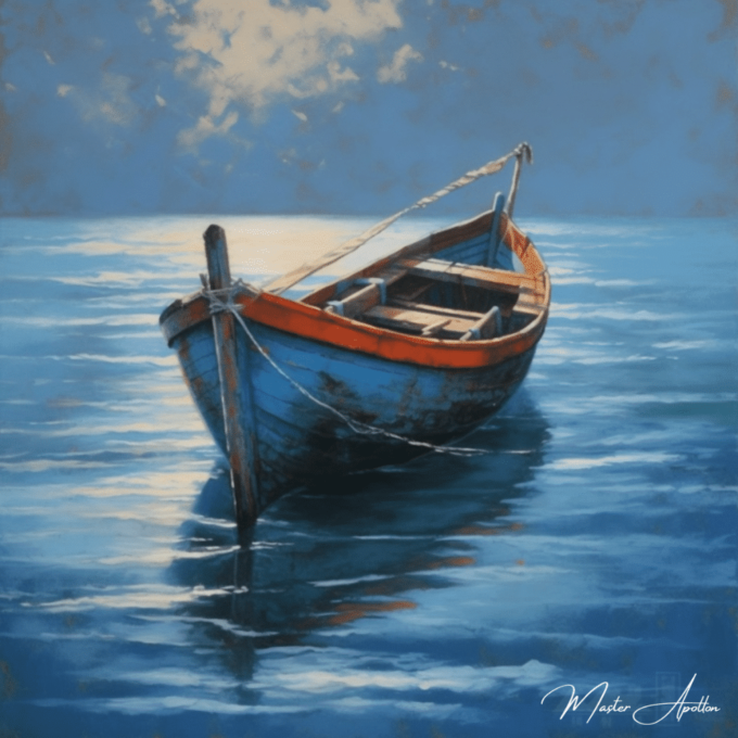 Tableau bateau contemporain pecheur la barque Tableaux Contemporains 2
