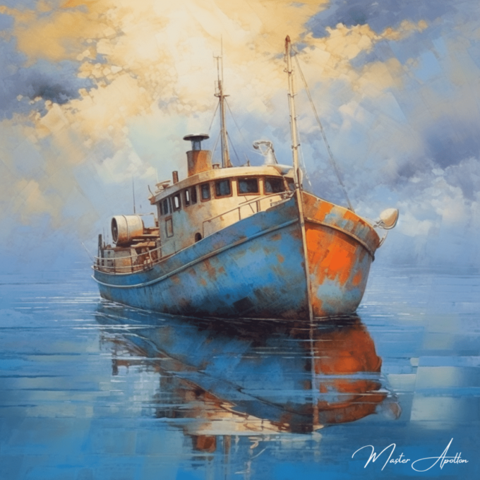 Tableau bateau contemporain pecheur nautica Tableaux Contemporains 2