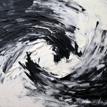 Tableau contemporain abstrait noir et blanc café Tableaux Contemporains